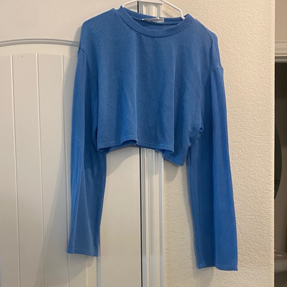 Urban Renewal Blue Ribbed Crop Top, Sz M